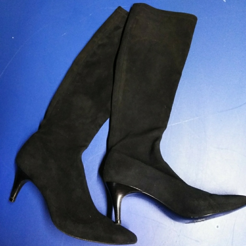 Delman black strech Suede Leather boots
